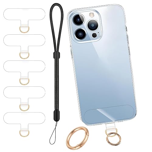 Casecond Phone Tether Tab 5 Pcs Universal Phone Lanyard Case Patch Without Adhesive with 1 Pc Spring Ring Phone Lanyard Replacement Part Pad with Cell