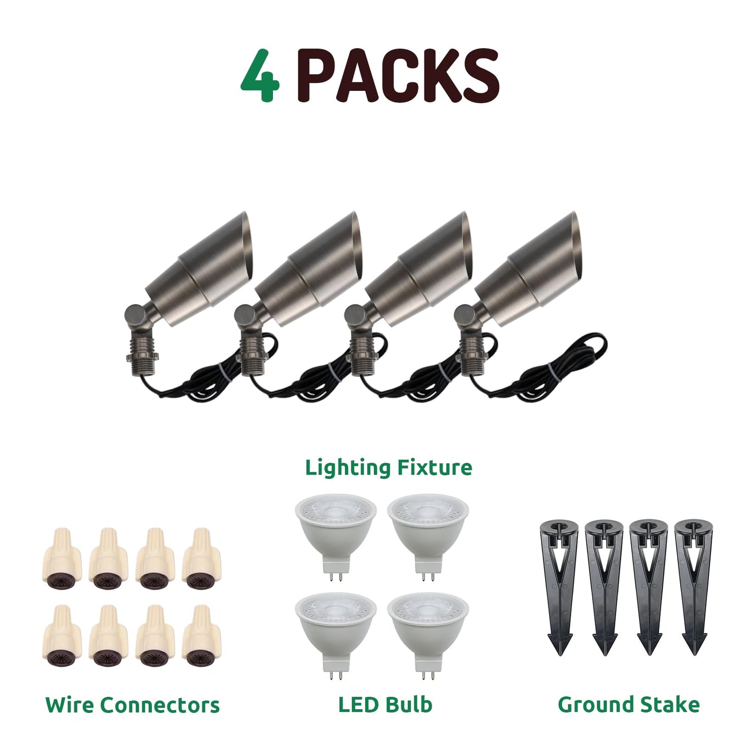 DOSHINE® Solid Brass Landscape LED Spotlights Outdoor Low Voltage Landscape Lighting AC/DC 12V Uplight Accent Light for Tree Garden Yard
