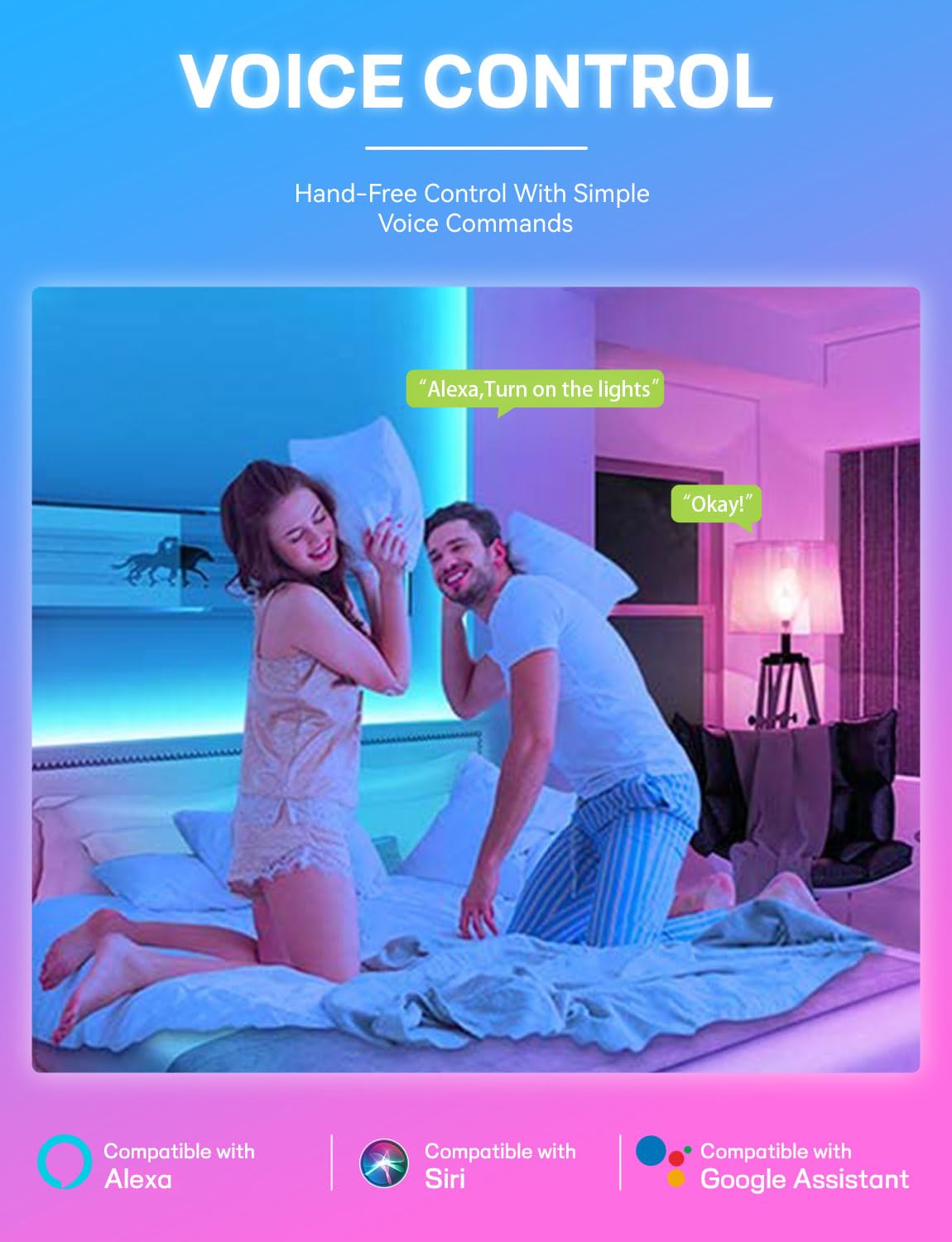 Vanance Smart Light Bulbs, WiFi & Bluetooth 5.0, Work with Alexa Google Assistant, App Control, Color Changing LED Bulb,E26 800LM Dimmable RGB Lights