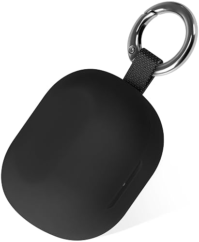 Geiomoo Silicone Case for JLab JBuds Mini True, Soft Flexible Scratch Resistant Cover with Carabiner (Black)