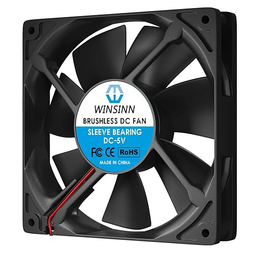 WINSINN 120mm Fan 5V Brushless 12025 120x25mm for Cooling PC Computer Case CPU Coolers Radiators - 2Pin