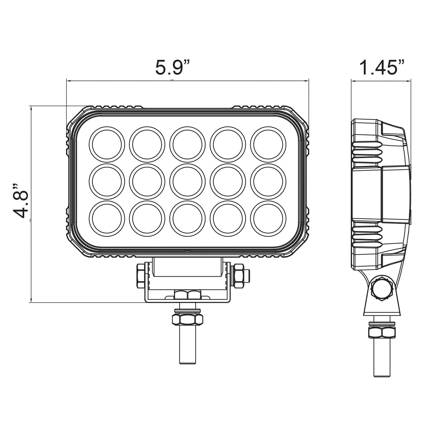 Buyers Products 1492196 Ultra Bright 6 Inch Wide Rectangular LED Flood Light, 9000 Lumens, Fog Light, Light Bar for ATV, UTV, Work Trucks