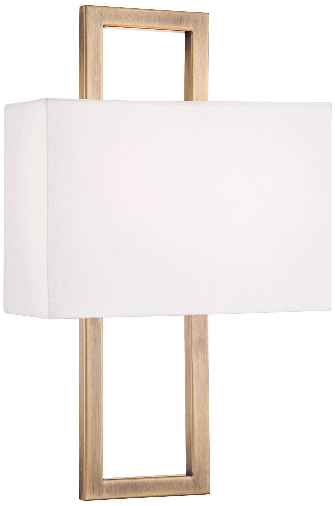 Possini Euro Design Modena Modern Wall Light Sconce French Brass Hardwired 9 1/2" Wide Fixture Shimmery Silvery Open Rectangular Shade Bedroom