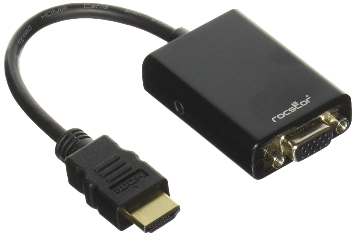 Rocstor Y10C120-B1 HDMI to VGA Adapter Converter M/F - 6”- for Ultrabook, Laptop, Monitor, Projectors, PC - 1920x1080-1 x HDMI Male Digital