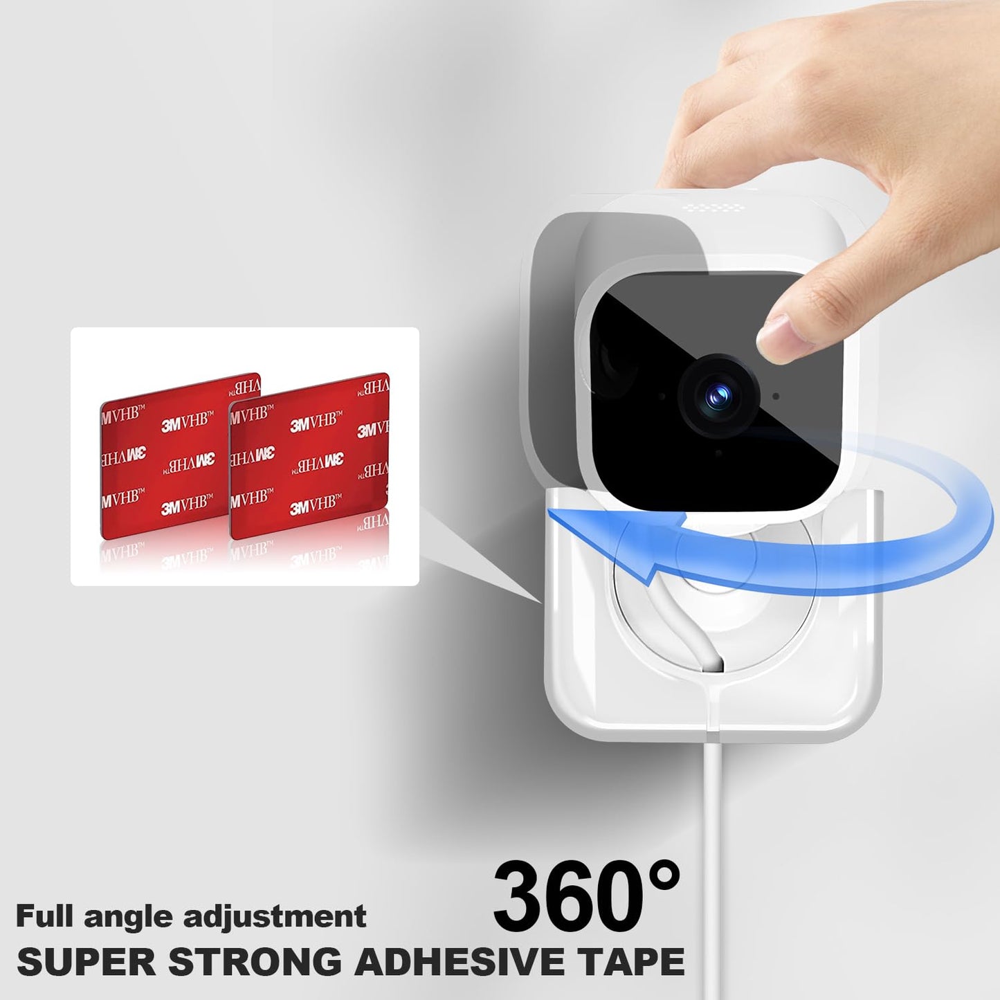 Blink Mini Camera Adhesive Wall Mount - Compact Durable Plug-in Mount Bracket, 3M VHB Strong Adhesive Strips, No Drill, No Screws, Decorate