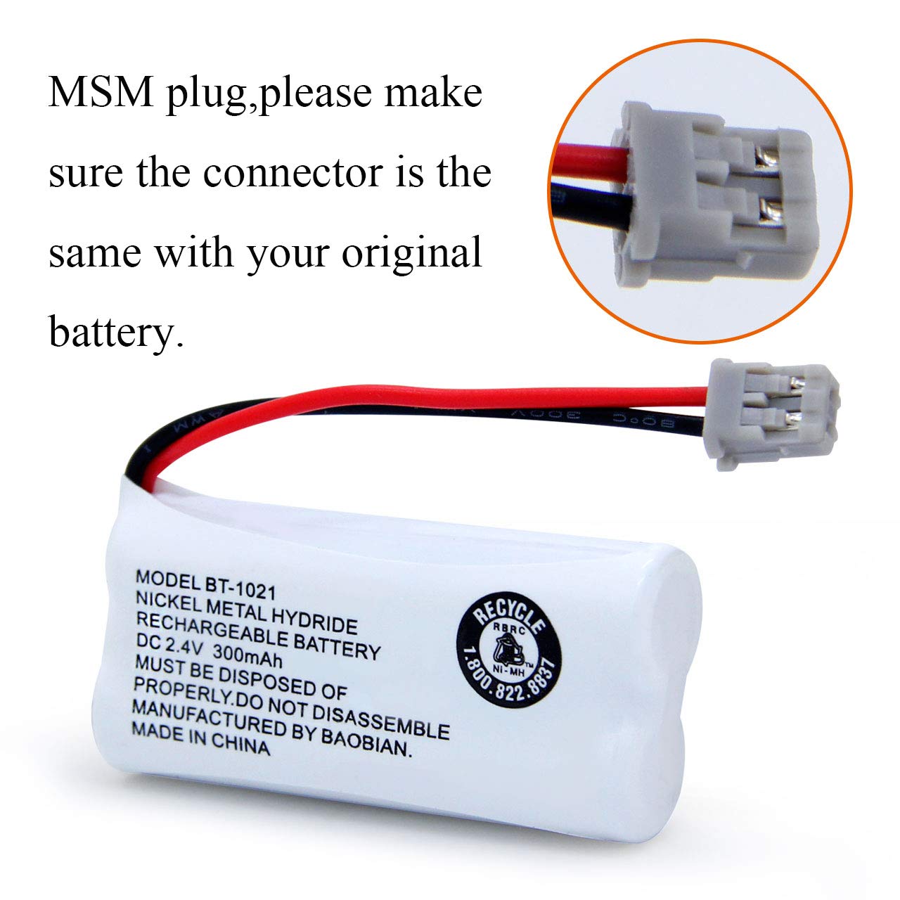 BAOBIAN Model BT-1021 BBTG0798001 Rechargeable Cordles Phone Battery Compatible with Uniden BT1021 BT-1025 BT-1008 BT-1016 Empire CPH-515B Cordless