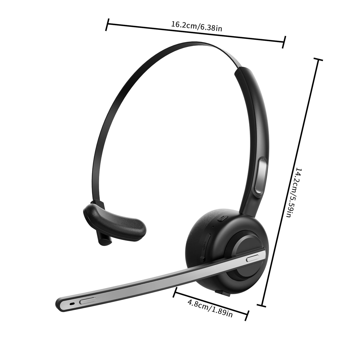Marnana Bluetooth Headset, V5.2 Trucker Wireless Headset with Noise Cancelling Microphone & Charging Base for iPhone Samsung Cell Phone