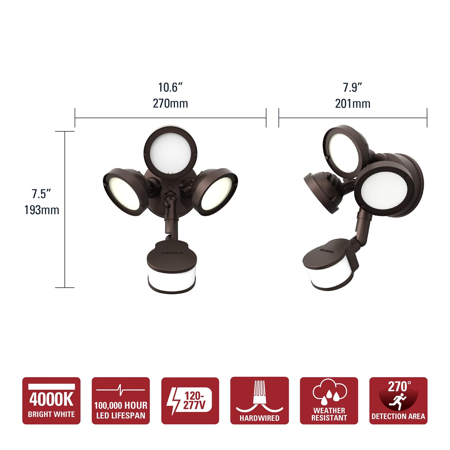HALO TGS LED Outdoor Security LED Flood Light with Motion Sensing, Lumen Select, and Dusk-to-Dawn - Bronze - TGS3S403MRCB