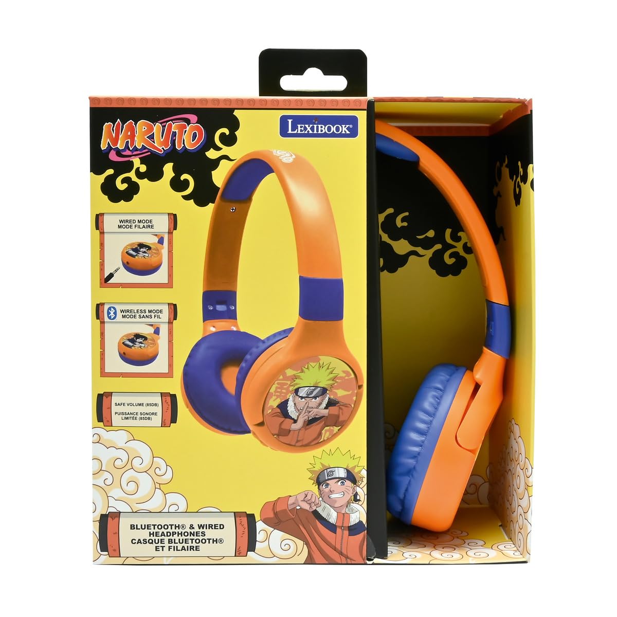 LEXiBOOK, Naruto, 2-in-1 Bluetooth & Wired Headphones with Microphone and Control Buttons, Foldable and Adjustable, Long-Lasting Rechargeable…