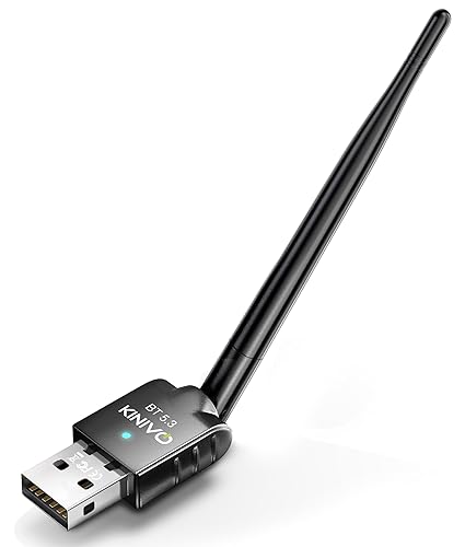 Kinivo USB Bluetooth Adapter for PC (BT 5.3, Long Range Wireless Receiver, USB Dongle for Windows 11/10/8.1) - Compatible with Laptops, Headsets