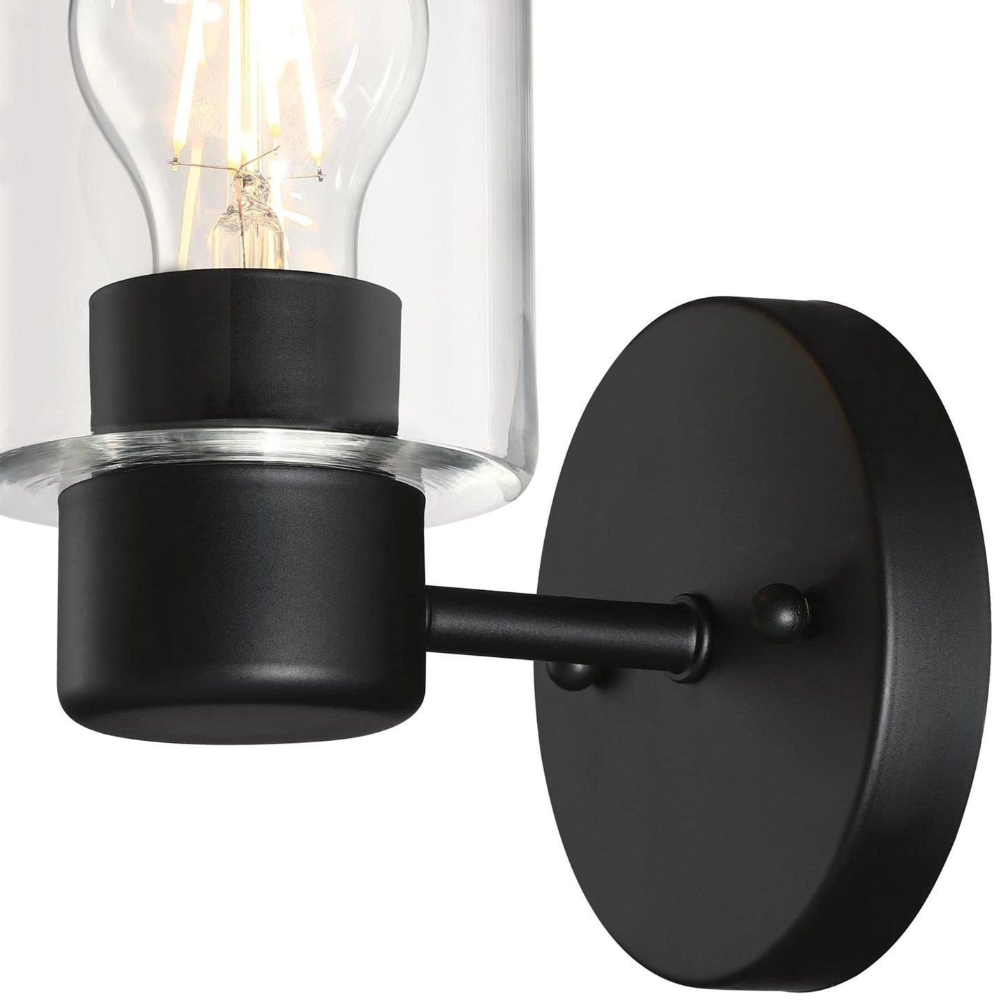Westinghouse 6115500 Sylvestre Transitional One-Light Indoor Wall Light Fixture, Matte Black Finish, Clear Glass