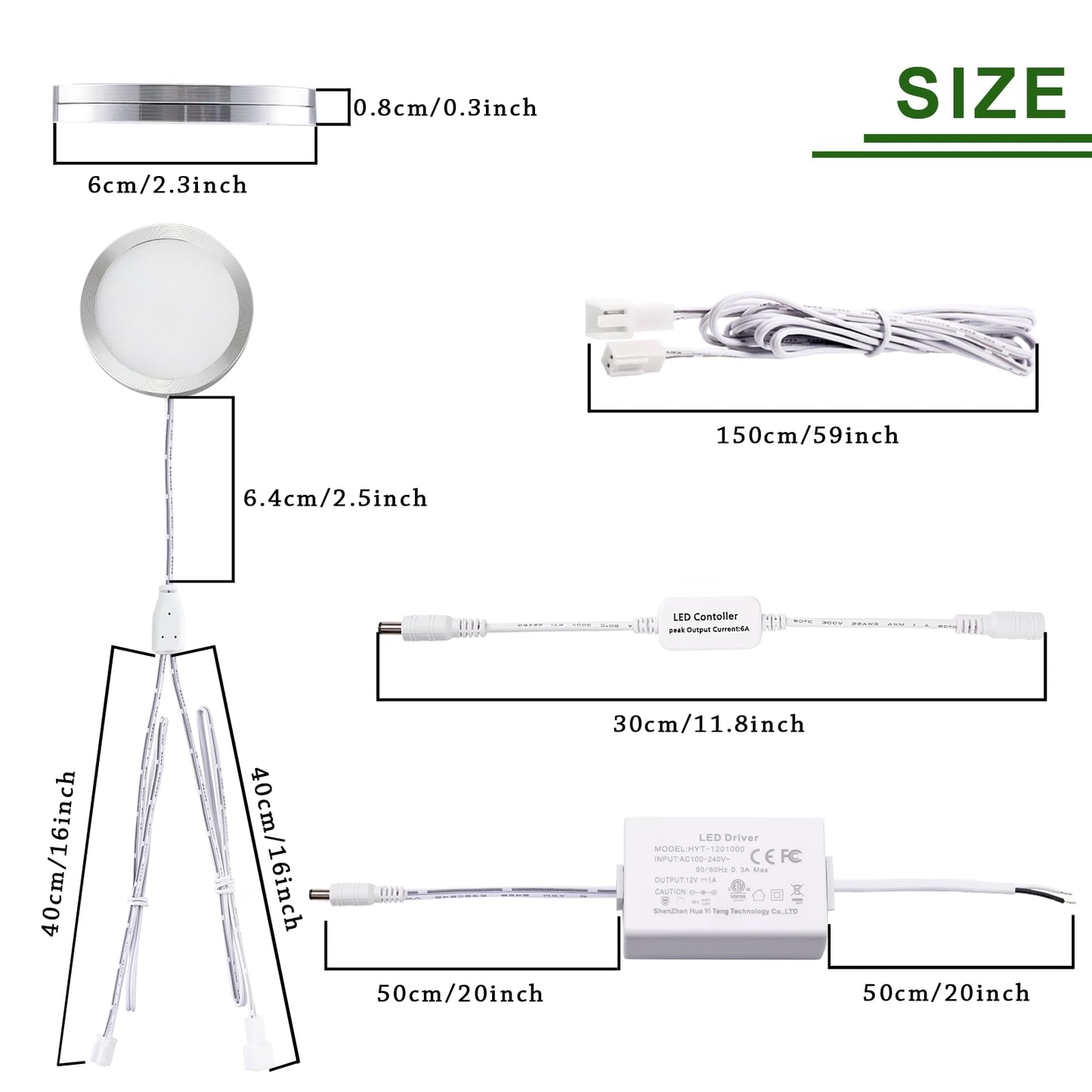AIBOO Linkable Under Cabinet LED Lighting Hard Wire 12V Slim Aluminum Dimmable Puck Lights with Wireless Controller for Ambiance Lighting(6 Lights