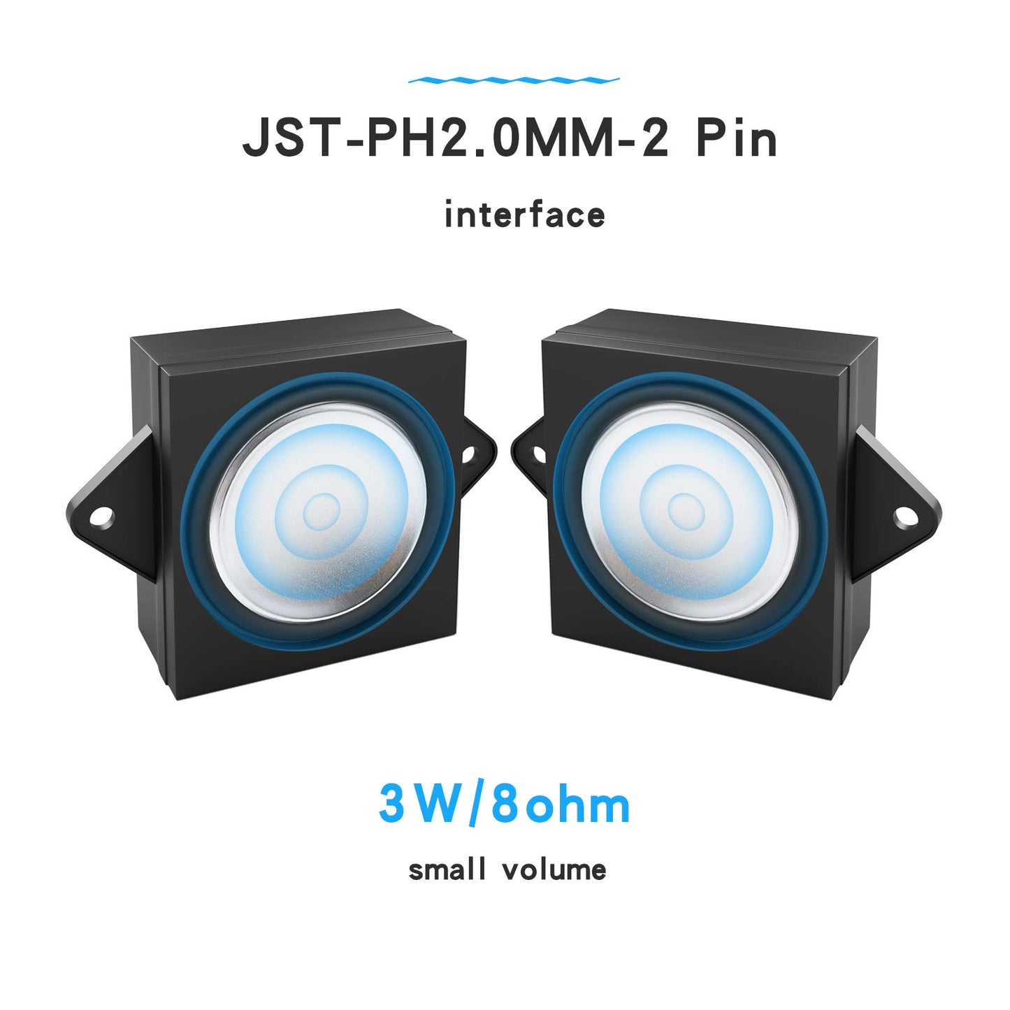 MakerHawk Arduino Speaker - 2pcs 3W 8 Mini Speaker, Full-Range, JST-PH2.0mm-2 Pin Interface, 3.3V-5V