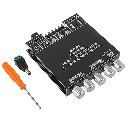 EPLZON 50W*2+100W Bluetooth Amplifier Board with Treble and Bass Control TPA3116D2 Chips DC 12-24V BT and AUX Inputs 2.1 Channel Stereo AMP Board