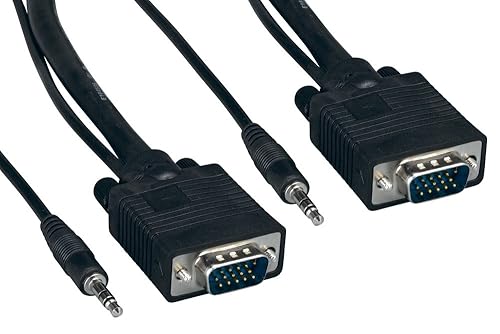 Cablelera ZC77ERMM-06 3.5mm VGA Stereo Audio, HD15 M/M to HD15, 6', 28 AWG, OD:9.2mm