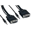 Cablelera ZC77ERMM-06 3.5mm VGA Stereo Audio, HD15 M/M to HD15, 6', 28 AWG, OD:9.2mm