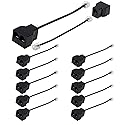 Yumiwoow Phone Line Splitter,Telephone Splitter,with RJ11 6P4C Plugs,Suitable for Telephone,Fax Machine (Black /12 Pack)