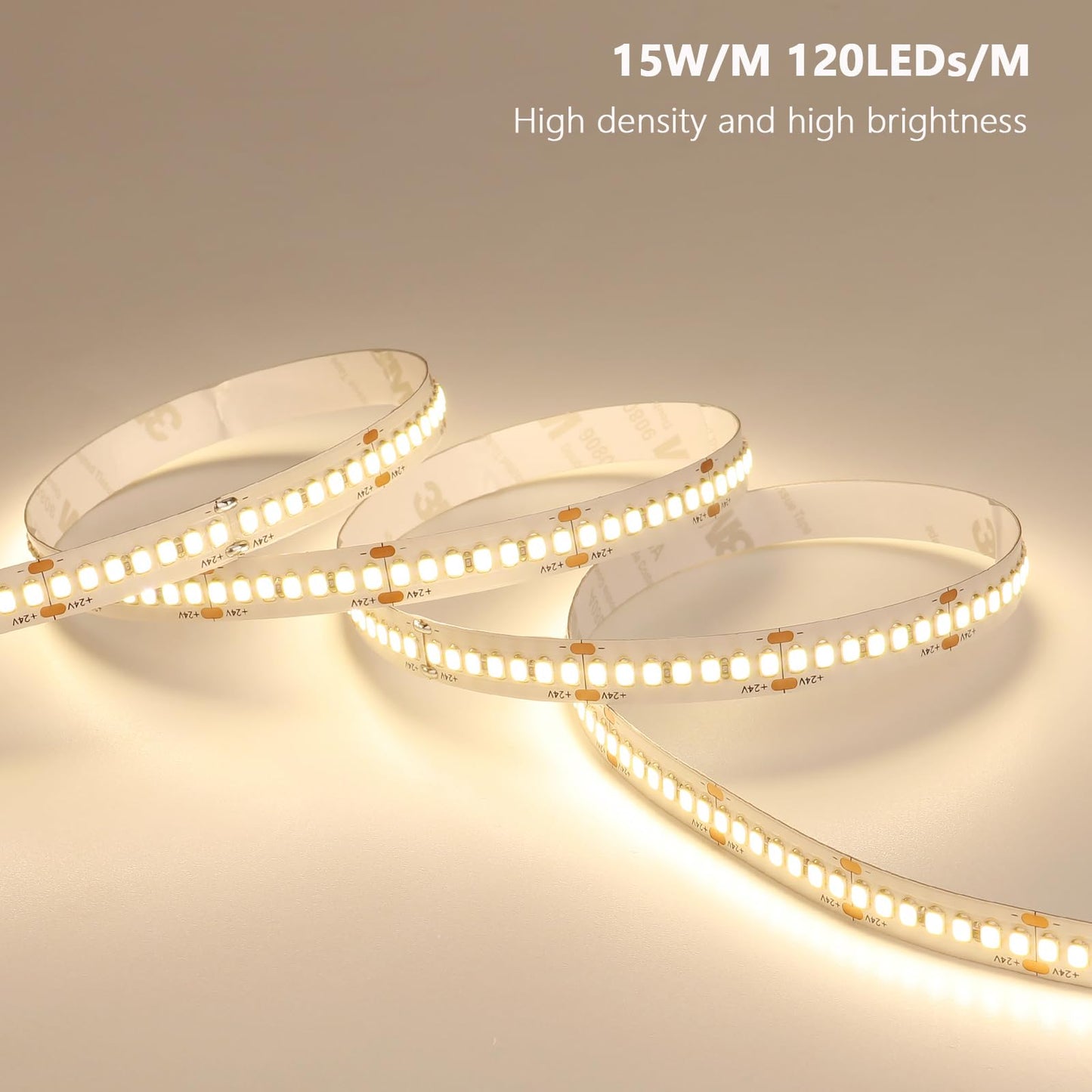 BENLUN 24V LED Strip Light Kit 65.6ft (2 Rolls of 32.8ft), 4000K Natural White Cuttable LED Tape Lights, SMD 2835 300W with Power Supply for Bedroom