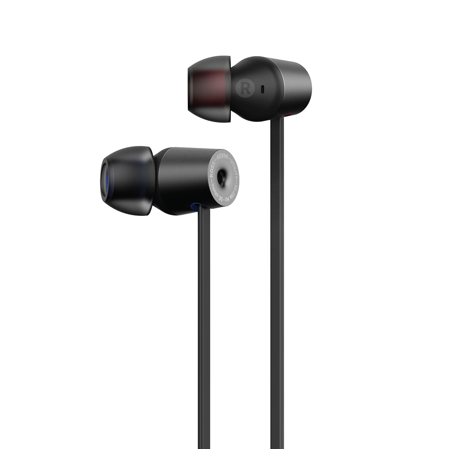 Koss KEB90 Utility Earbud, Detachable Interchangeable Cord System, Noise Isolation Design, Stealth Grey