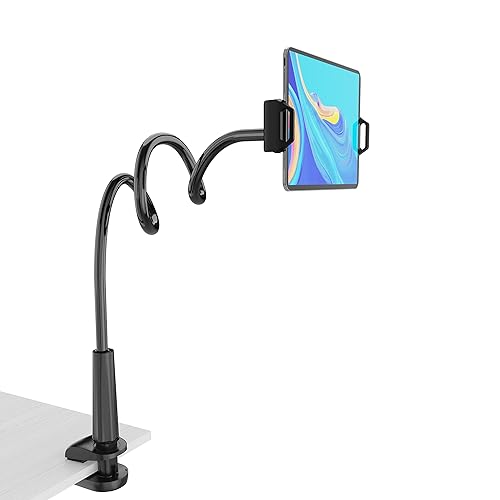 Tablet Stand Holder, Mount Holder Clip with Grip Flexible Long Arm Gooseneck Compatible with ipad iPhone/Nintendo Switch/Samsung Galaxy Tabs/Amazon