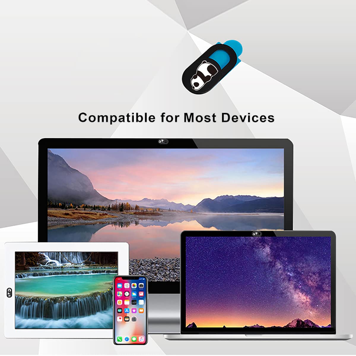 SIREG Webcam Cover Slide Ultra Thin - Cute Panda Web Camera Cover fits Laptop,Tablet,Computer, Smartphone, Protect Your Privacy and Security,Strong
