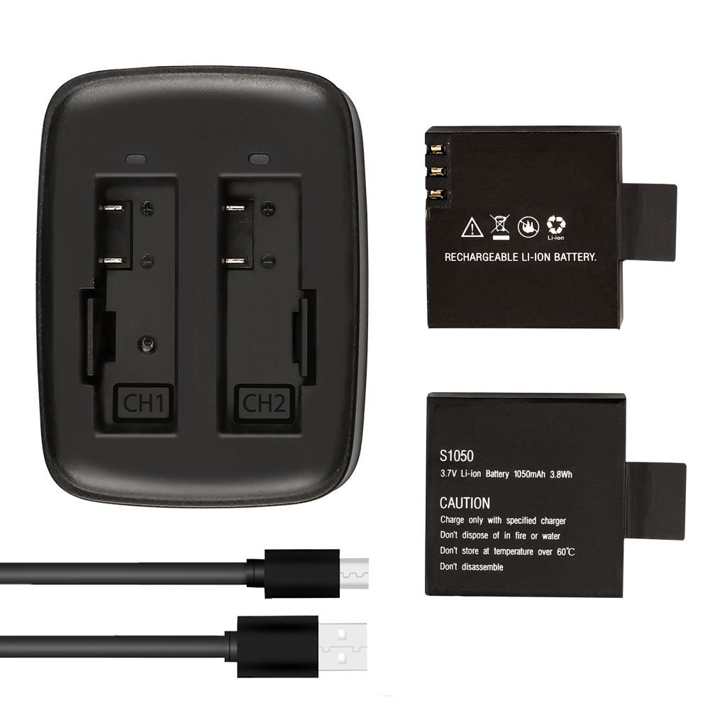 AKASO V50 Elite 2 x 1050mAh Rechargeable Action Camera Battery with USB Dual Charger
