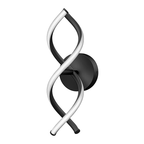 artika DNA 12W LED Modern Wall Sconce Light, Matte Black Finish, Ideal for Bathroom, Living Room, Bedroom, Hallway - 800 Lumens, 3500 Kelvin, Made