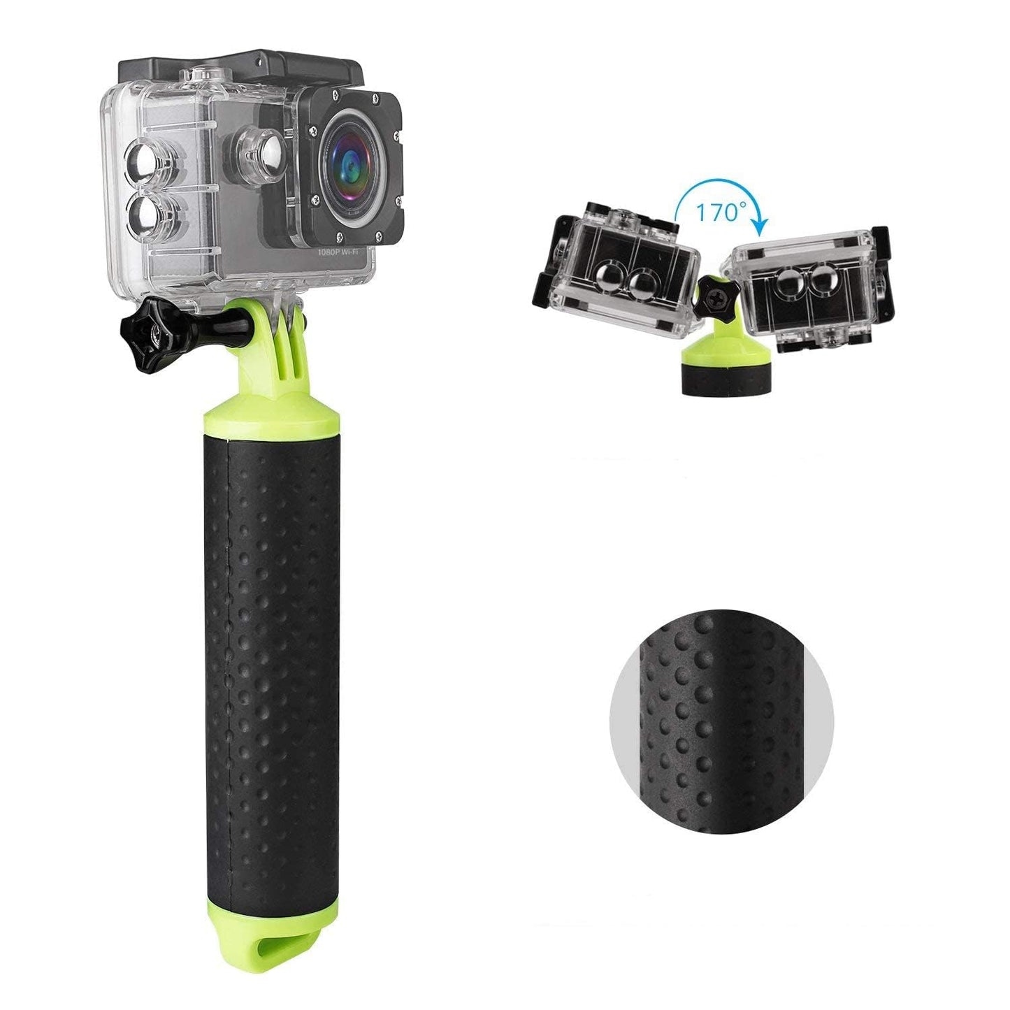 WOLFANG Action Camera Floating Hand Grip Camera Handle Waterproof Monopod Hand Grip Float Stick Selfie Floating for Action Camera Sports Camera