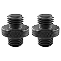 DALQUIS 3/8" Male to 3/8" Male Threaded Tripod Screw Adapter, 2 Pcs Standard Mounting Thread Converter, Double Head Stud for Camera Mount (Black)