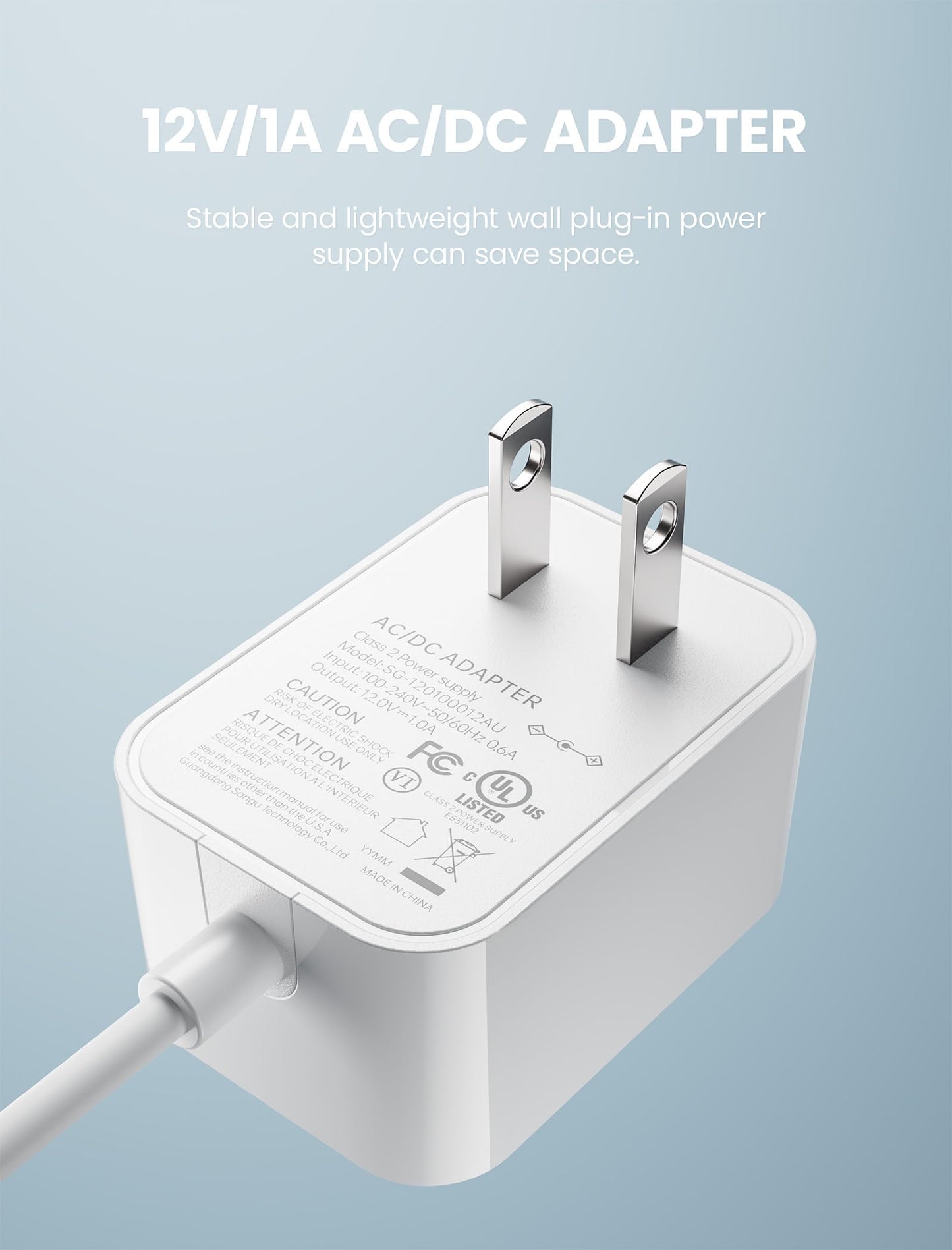 12V USB-C AC/DC Adapter Compatible with 8’’,8.5’’,10’’ Wall Fan, USB Type C Plug,1.8M/5.9 feet