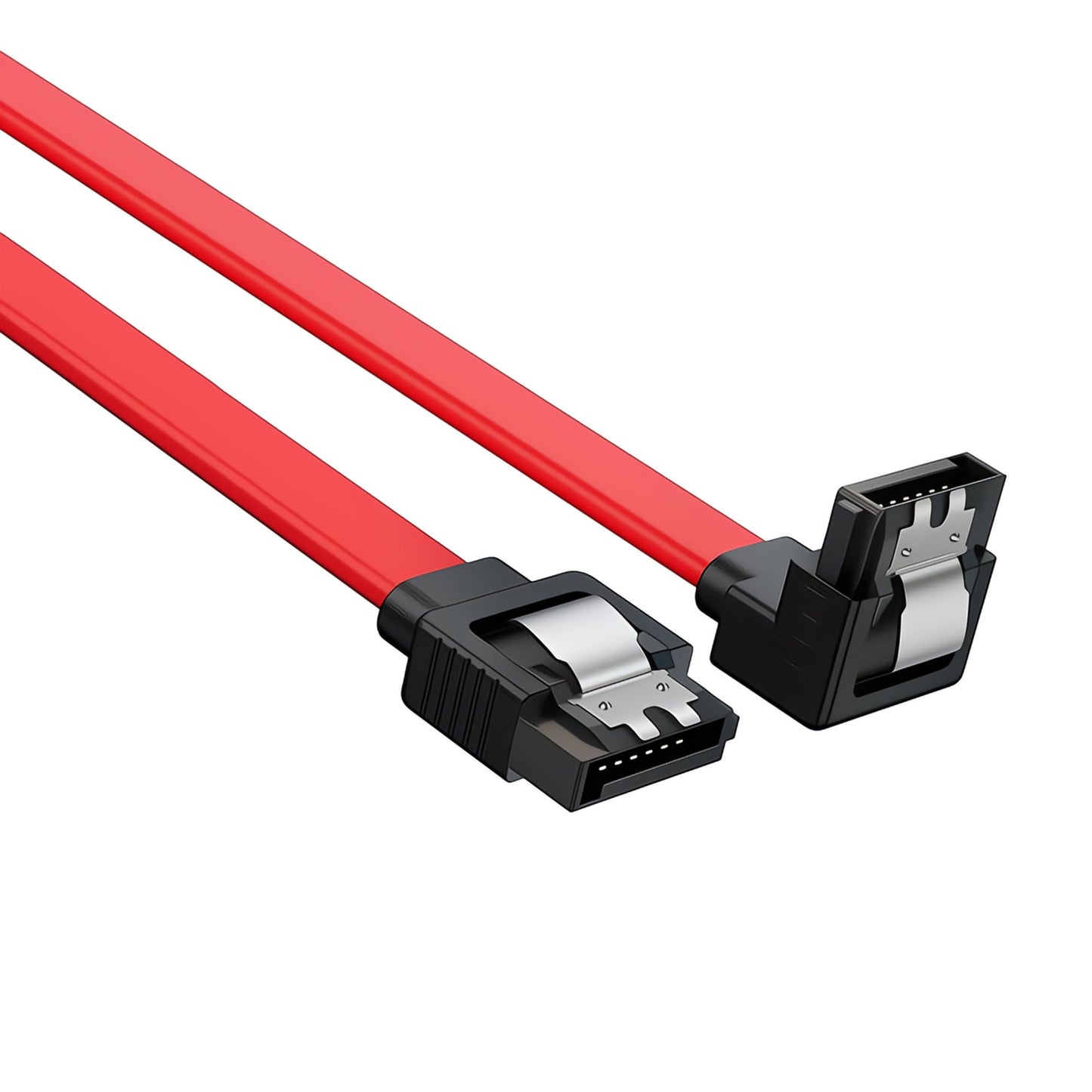 JacobsParts SATA Cable 5 Pack SATA III 6Gbps 90 Degree Right Angle with Locking Latch 18 Inches for HDD SSD - Red