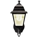 Maxsa 43319 Premium Battery-Powered Motion-Activated Decorative Outdoor Warm White LED Wall Sconce Lighting Fixture, Metal Housing, Black