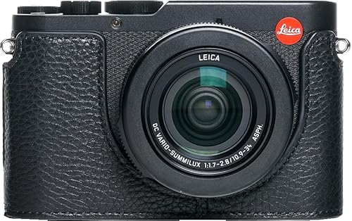 BMAOLLONGB D-Lux 8 Camera Case, Handmade Genuine Real Leather Half Camera Case Bag Cover for Leica D-Lux 8 Camera Bottom Opening Version + Hand Strap