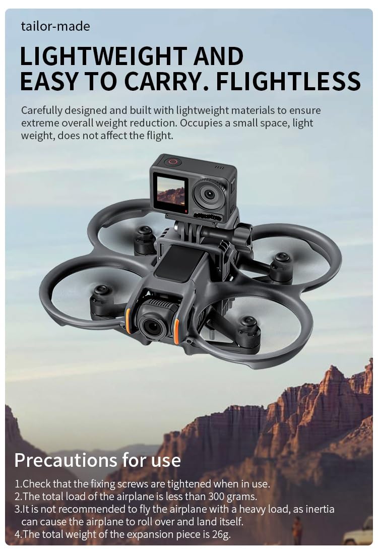 BTG Avata 2 Drone Action Camera Mount Holder for DJI Action 5 4/Pocket 3 /GoPro Series/Fimi Palm 2 /Insta360 X5 X4 Go 3S Night Light Fill Light Sport