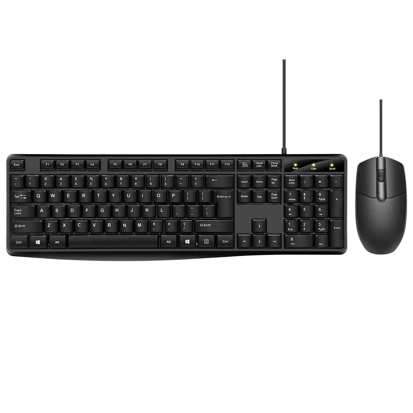 Wired Keyboard and Mouse Combo, Full-Sized Ergonomic Computer Keyboard and Optical Wired Mouse for Windows, Mac OS Desktop/Laptop/PC-Black