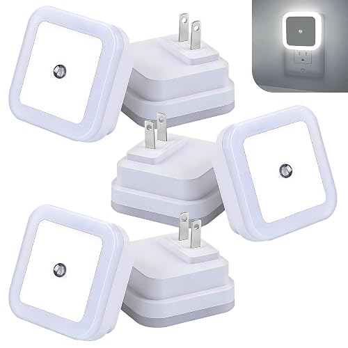 JRQLOV 6Pcs Square LED Night Light Intelligent Sensor Control Induction Energy-Saving Bedside Socket Lamp Room Hallway Toilet Wall Home Lighting