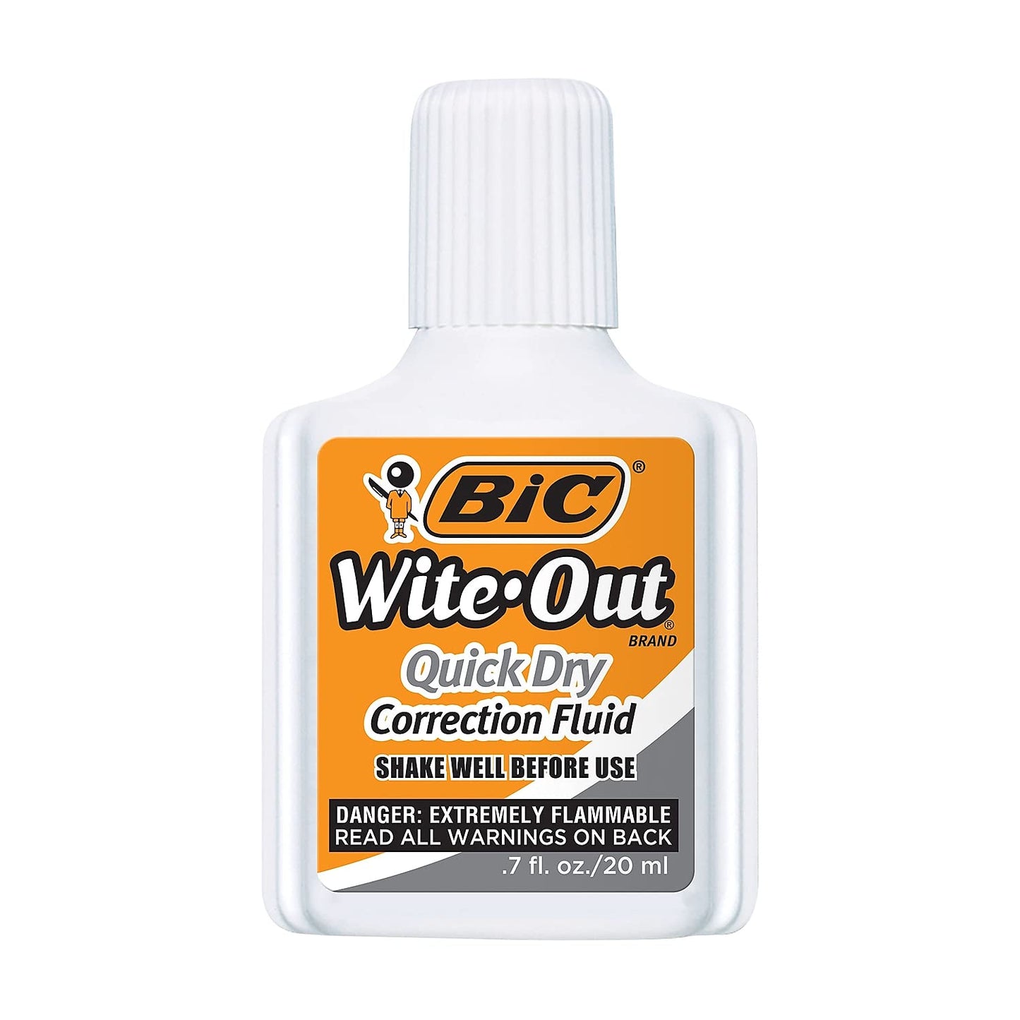 BIC Wite-Out Quick Dry Correction Fluid, 20 mL, White, Goes On Easy With A Reduced Dry Time, 3-Count Pack