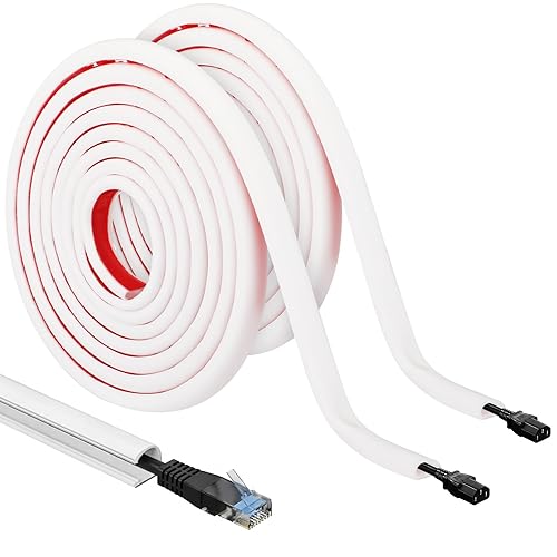 Tatuo 2 Pcs Silicone Wall Wire Hider, 10 ft Each, Self-Adhesive Flexible Cord Hider Wall, Side Open Wire Covers Cable Concealer for Mounted TV, Home