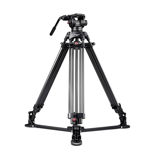 RAUBAY 69" Fluid Head Video Camera Tripod, Heavy Duty Camera Stands for Canon Nikon Sony DSLR, Camcorder, Digital Cine with Ground Spreader, Aluminium