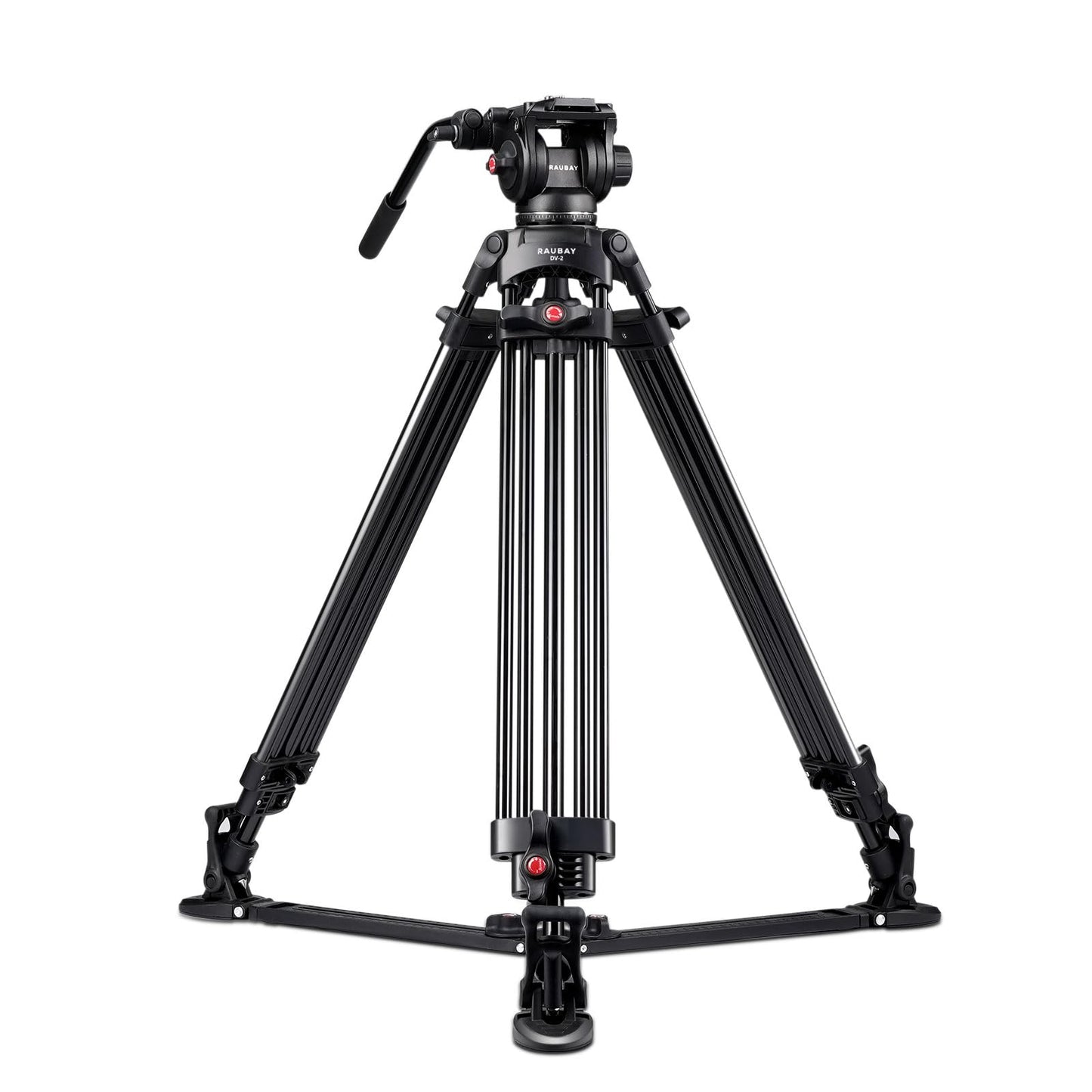 RAUBAY 69" Fluid Head Video Camera Tripod, Heavy Duty Camera Stands for Canon Nikon Sony DSLR, Camcorder, Digital Cine with Ground Spreader, Aluminium