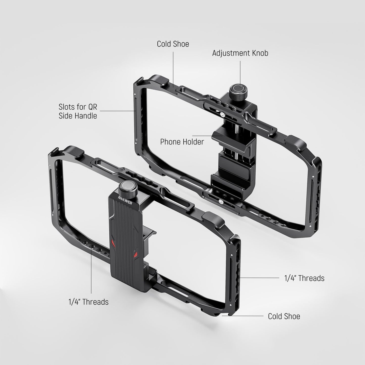 NEEWER Universal Phone Cage, Smartphone Video Rig with Quick Release Mounts Cold Shoes for Videomaker Filmmaking TikTok Vlogging Phone Video