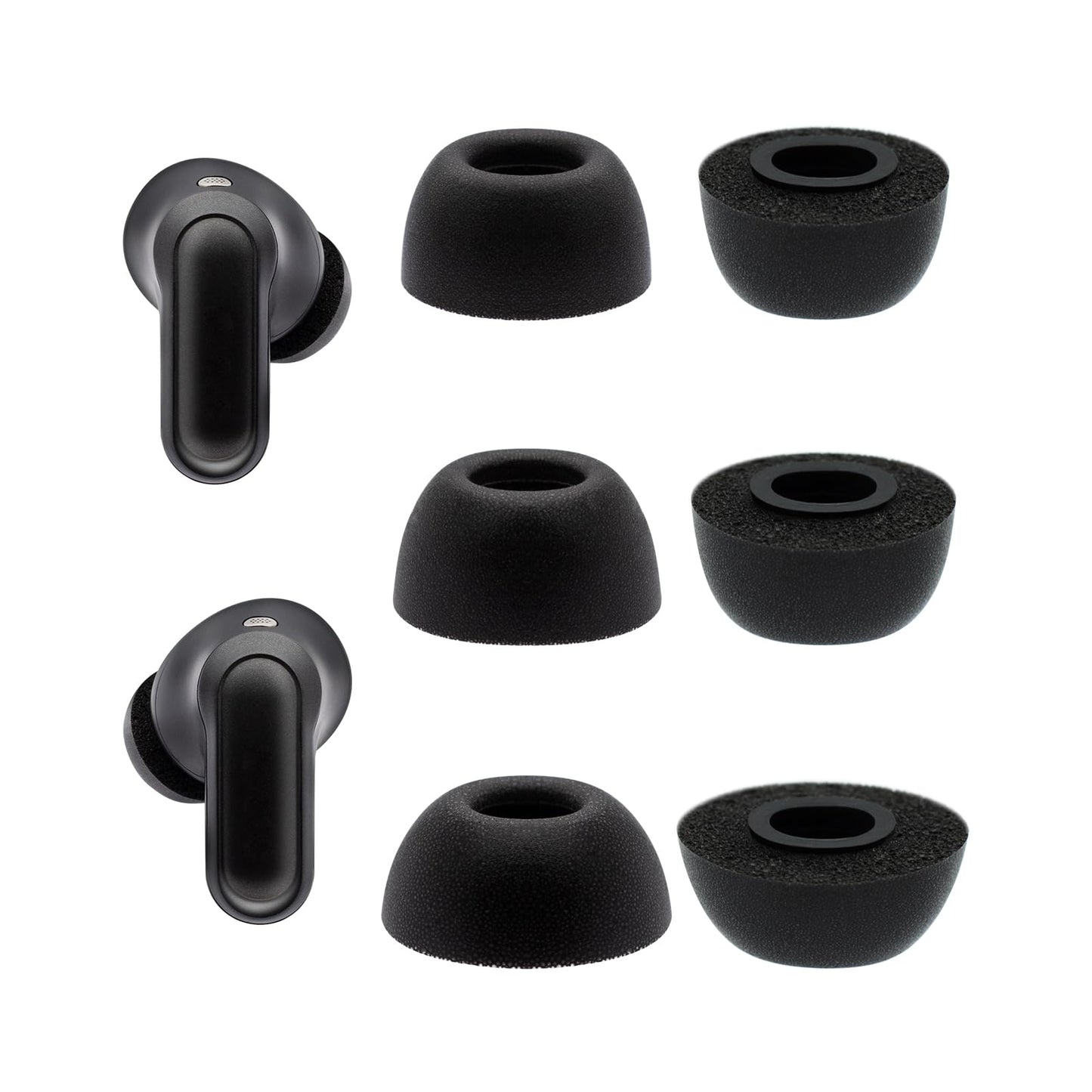 Klowcok Replacement Foam Ear Tips for TOZO NC20 / NC20 Pro Earbuds, Memory Foam Tips Compatible with TOZO NC3 Earbuds, 3 Pairs (S/M/L) Black