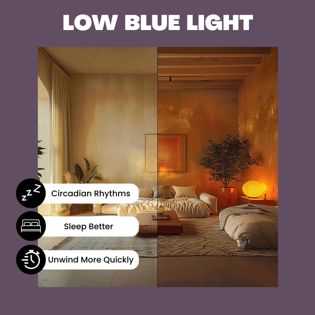 Norb Everyday Sleep Light Bulb - No Blue, Amber LED, 2000K Nighttime Lighting for Bedroom, Dimmable A19 Bulb Promotes Natural Melatonin & Circadian