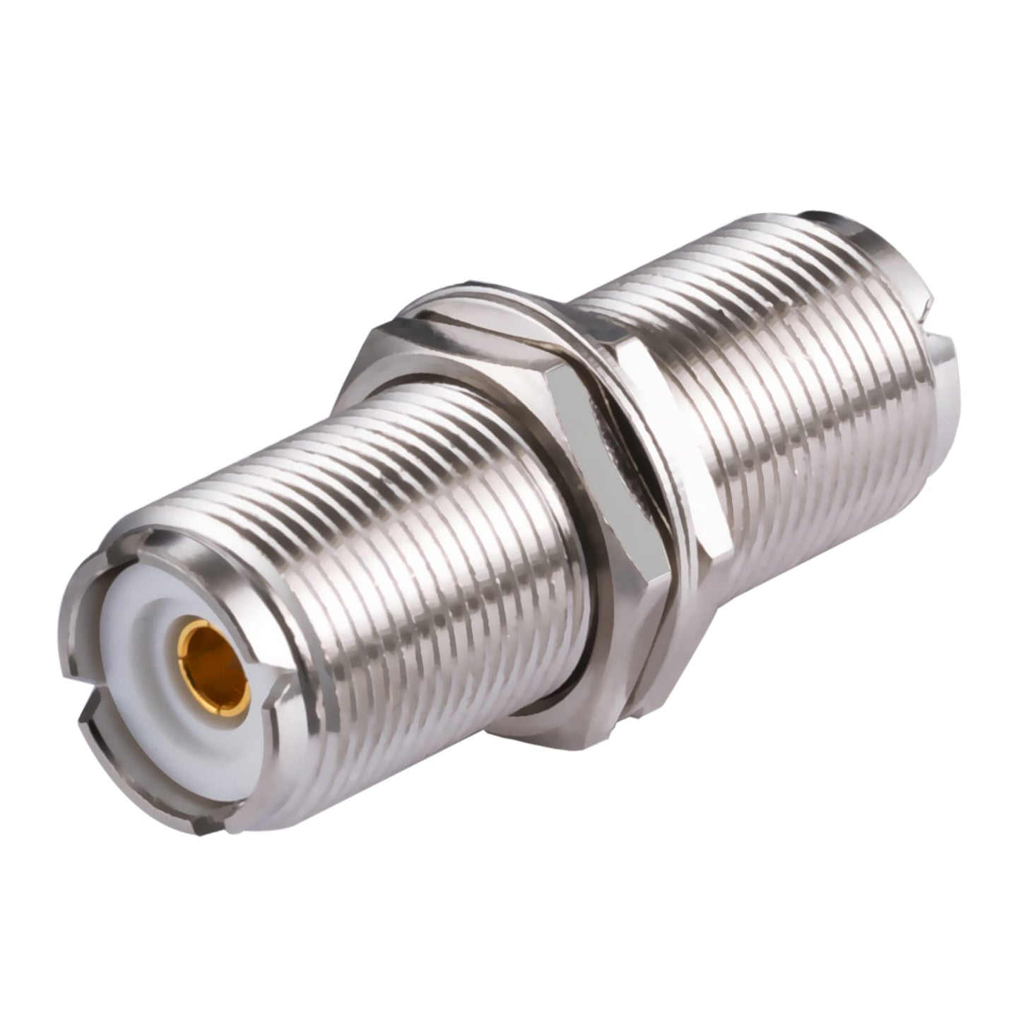 POBADY 2PCS UHF Female SO239 Bulkhead Connectors SO-239 UHF Female to UHF Female Bulkhead Connector Adapter PL-259 Connector for Ham Radio