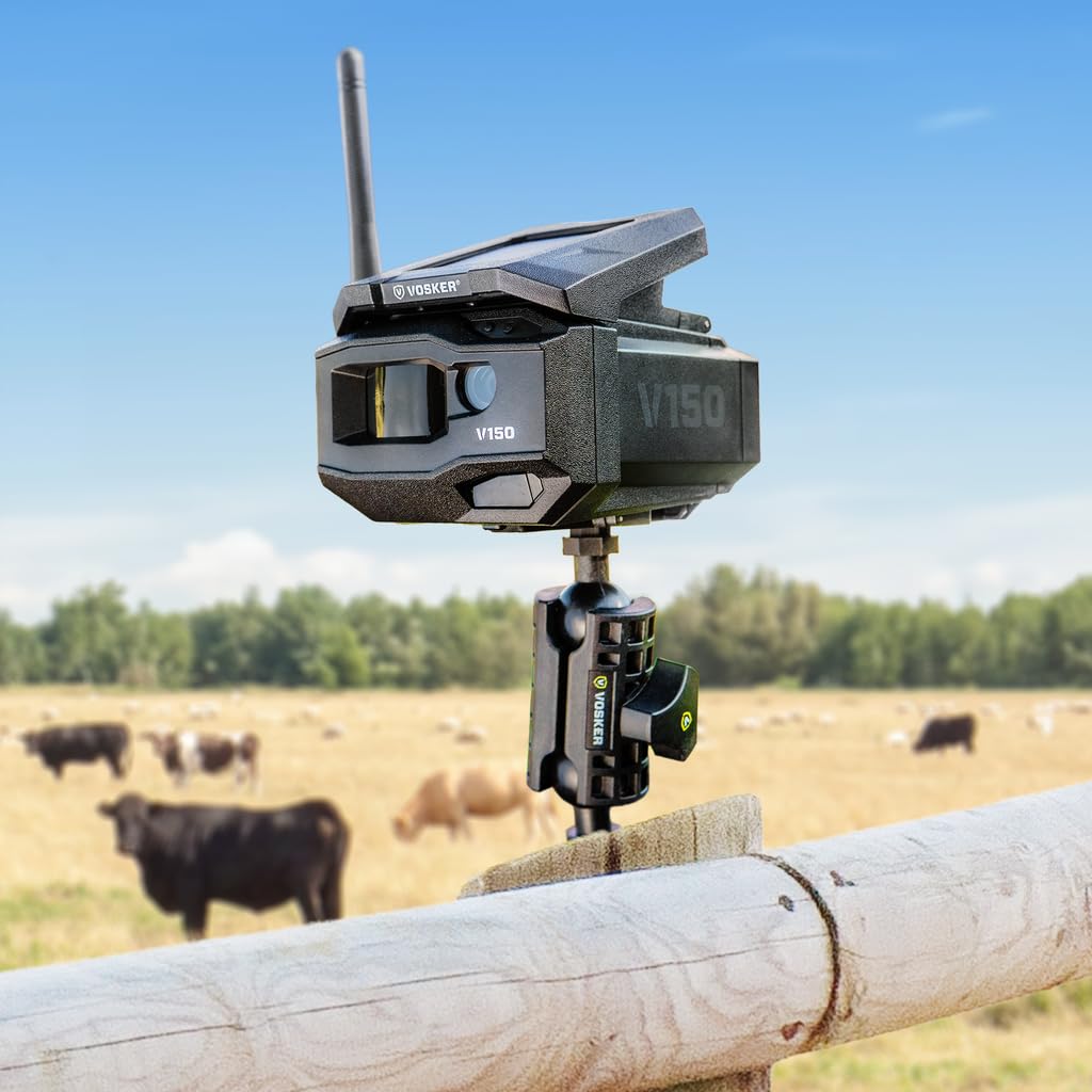 Vosker V150 Farm Pack 4G LTE Solar Security Camera, Wireless Outdoor Surveillance for Farms, Sheds and Equipment Monitoring, No Wi-Fi Required, Night