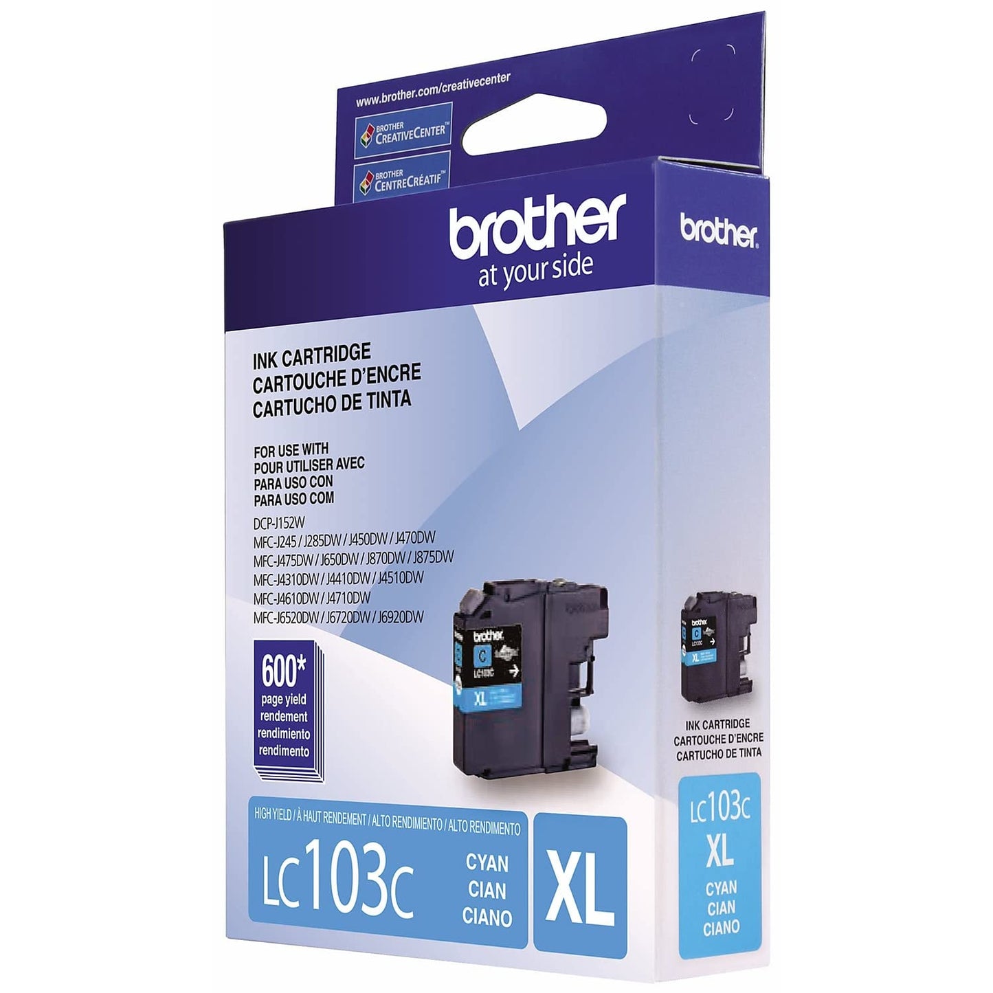 Brother LC-103C DCP-J132 J152 J171 J4110 J552 J752 MFC-J245 J285 J4310 J4410 J450 J4510 J870 J875 Ink Cartridge (Cyan) in Retail Packaging