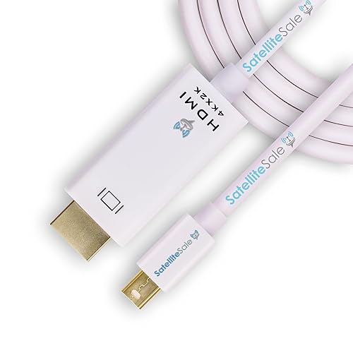 SatelliteSale Uni-Directional Mini DisplayPort to HDMI Cable Male to Male 4K/60Hz 8.64Gbps Universal Wire PVC White Cord 15 feet