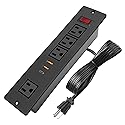 Desktop Recessed Power Strip USB C (Fast Charge 20W),Mounted Desk Plug in Extension Cord 4 Outlets (1 Extra Wide Space) w 3 USB Ports (w Switch)