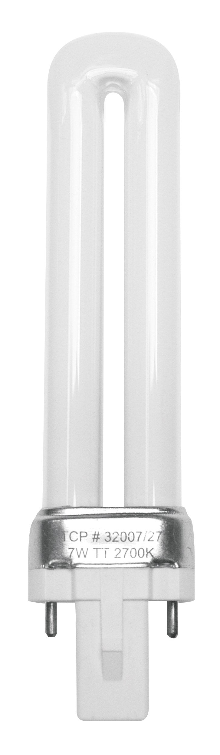 TCP 32007 Fluorescent Twin Tube PL Lamp - 7 Watt (410 Lumens) Soft White (2700K) 2-Pin (G23 Base)
