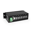 Coolgear Industrial 7 Port USB 2.0 Hub with NEC Chip, Surge Protection, Screw Lock Ports for Secure Connections, Surface & DIN Rail Mount Ready